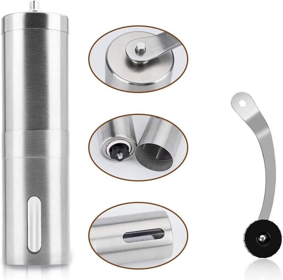 Handmatige koffiemolen met keramische malsteen roestvrij draagbaar voor thuis en onderweg