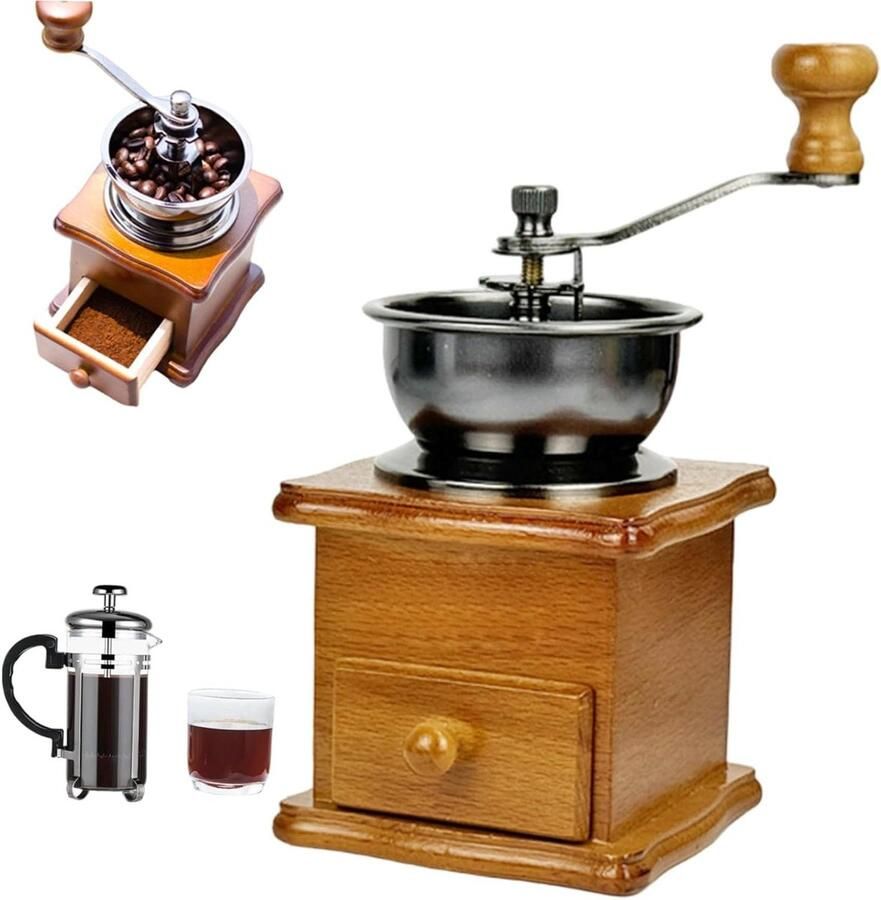 Handmatige Koffiemolen met pot Verse Koffie Zetten Keramische Maalkern 17 x 12 x 12 cm