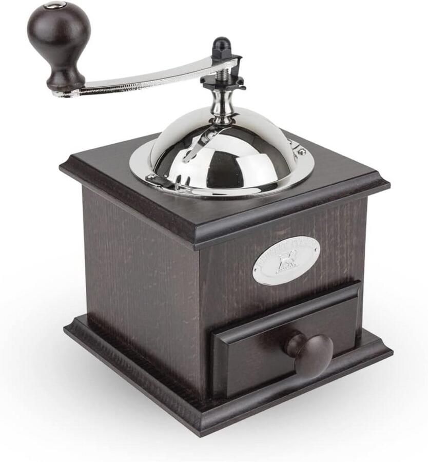 Handmatige koffiemolen Nostalgie Verstelbare stalen molen 21 cm hoogte Chocoladebruin beukenhout