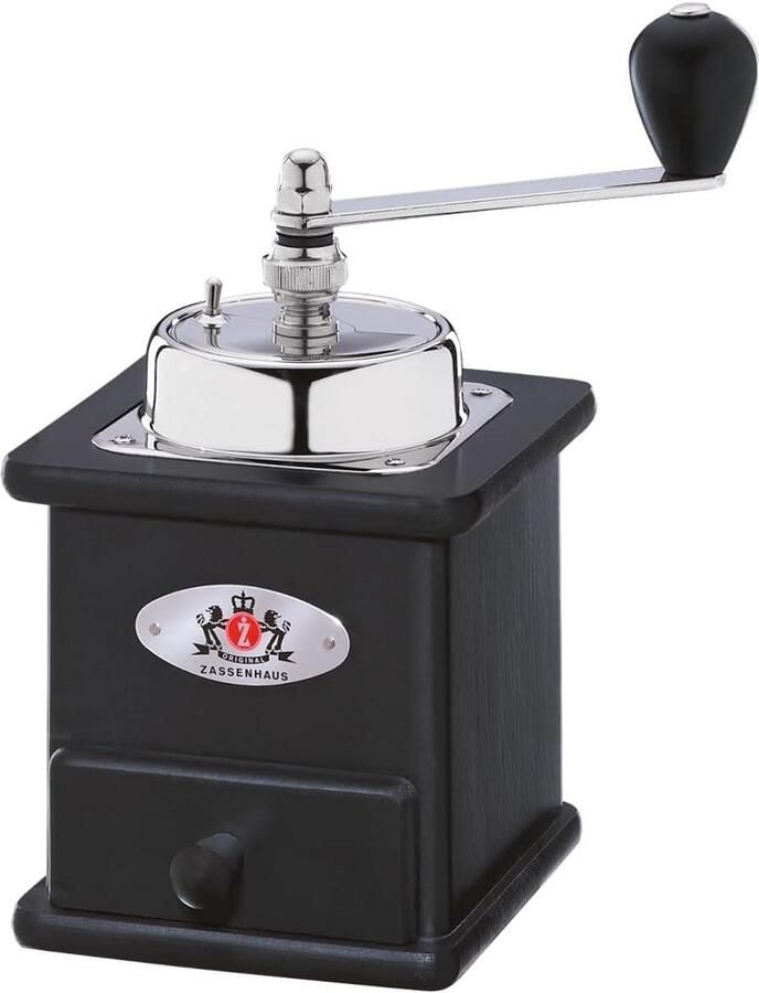 Handmatige Koffiemolen Roestvrij Staal & Zwart Beukenhout voor Perfecte Maalgraad