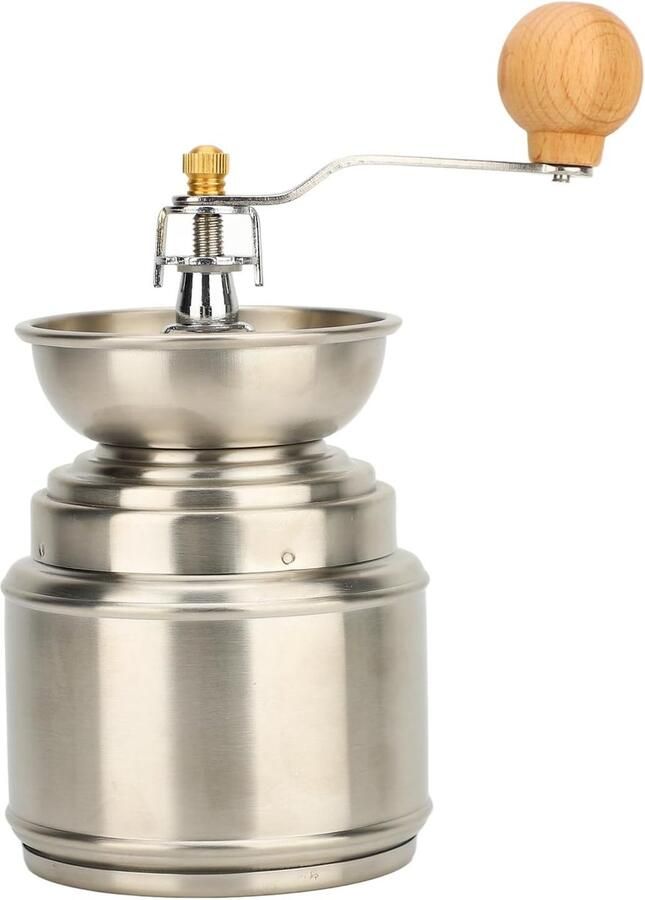 Handmatige Koffiemolen Roestvrij Staal Hout Verse Koffie Malen Verstelbare Maalgraad 2-8 Porties