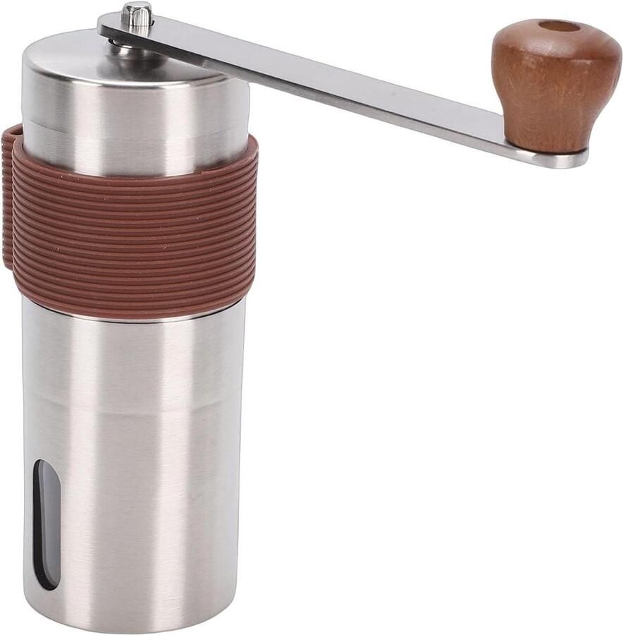 Handmatige Koffiemolen Roestvrij Staal Verse Koffie Externe Instelhendel Compact Ontwerp Zilver
