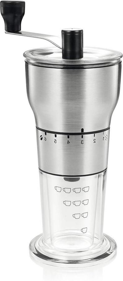 Handmatige Koffiemolen Roestvrij Staal Verse Koffie Malen Robuust Keukengerei 225 cm Zilver