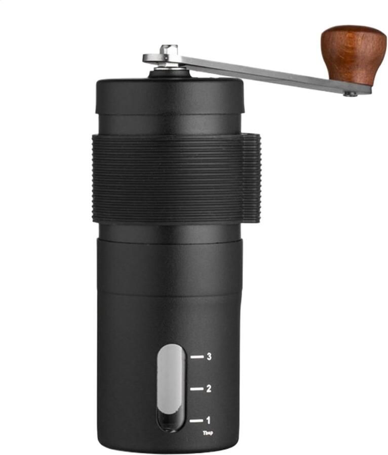 Handmatige Koffiemolen Roestvrijstaal Molen Verse Koffie Keramisch Maalwerk Compact Formaat Zwart