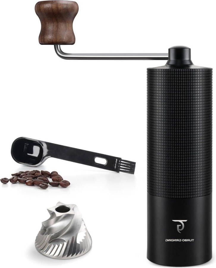 Handmatige koffiemolen roestvrijstalen conische braam Aluminium Shell Hand Coffee Bean Mill verstelbare instellingen overgieten Cold Brew Koffie recepten boekje MCG-02 Zwart