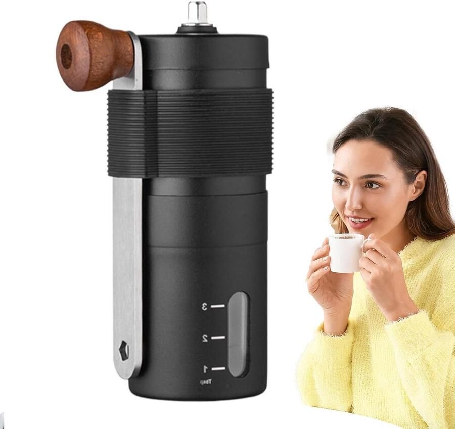 Handmatige Koffiemolen RVS Verse Koffie Zetten Instelbare Maalgraad 12.5 cm Zilver