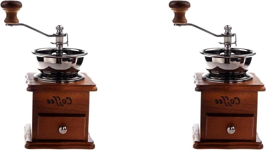 Handmatige Koffiemolen Specerijenmolen Metaal Verse Koffie Vintage Stijl 20 cm Hoog Houtkleur