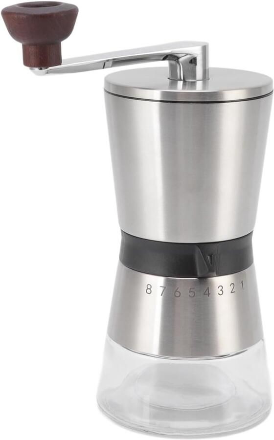 Handmatige Koffiemolen Stalen Molen Verse Koffie Verstelbare Malen 21 cm Hoog Zilver