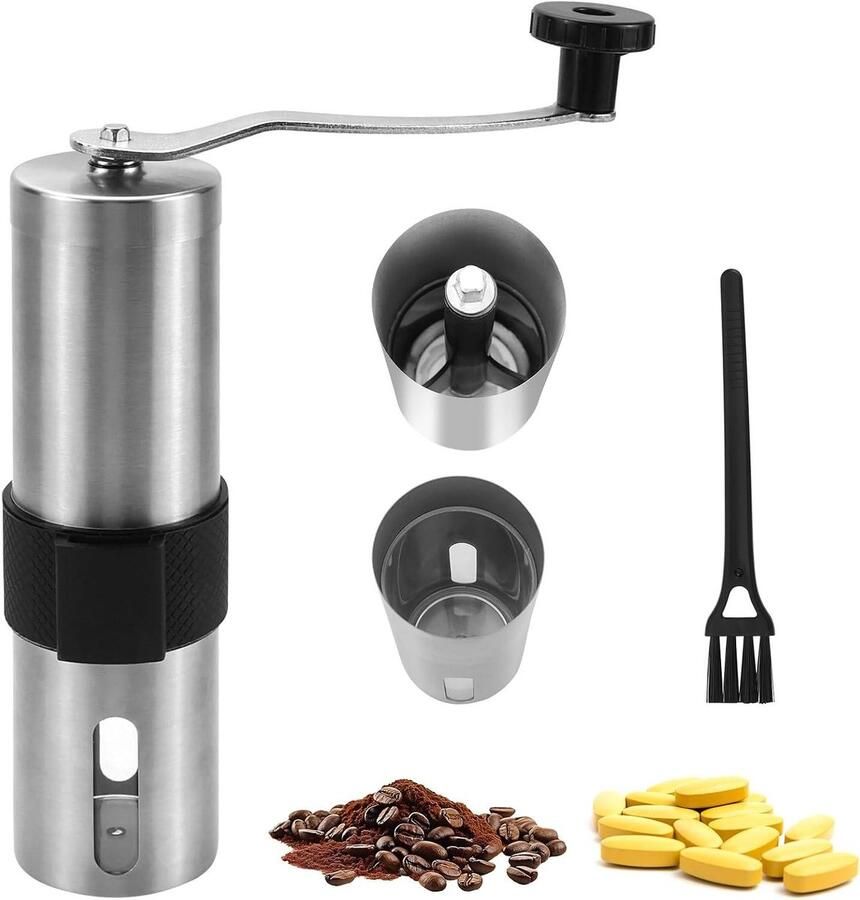 Handmatige Koffiemolen Tablet Molen Koffie Malen Instelbare Maalgraad 23 x 6 x 6 cm Zilver