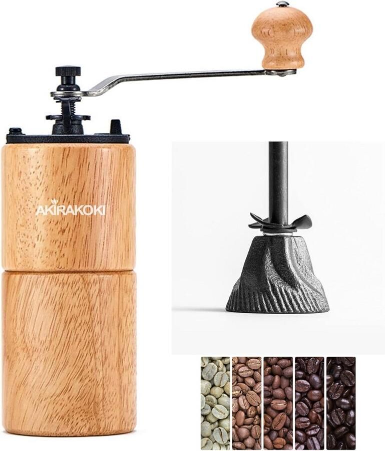 Handmatige Koffiemolen van Hout met Gietijzeren Braun voor Verse Koffie