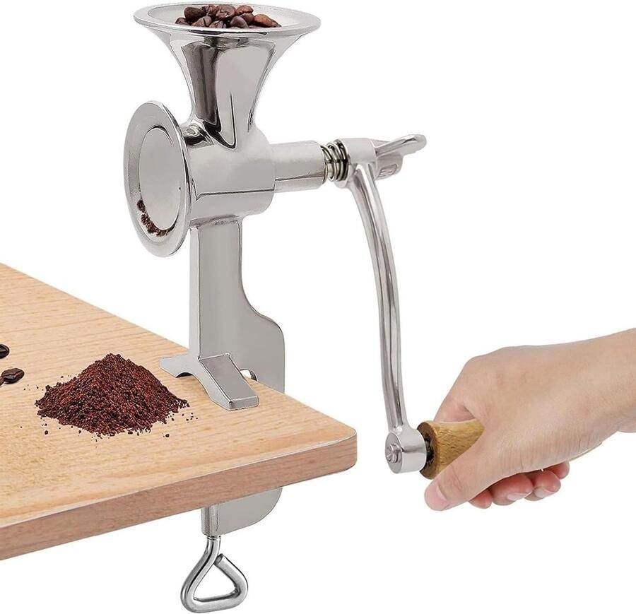 Handmatige koffiemolen van roestvrij staal graanmolen voor koffie granen en havermout 24x7.3cm ideaal voor versgemalen koffie en kruiden