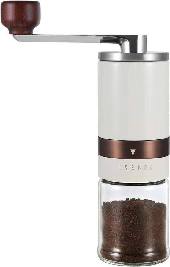 Handmatige koffiemolen verstelbare grofheid melkachtig wit roestvrij staal keramische conische braam draagbaar thuiskantoor reizen