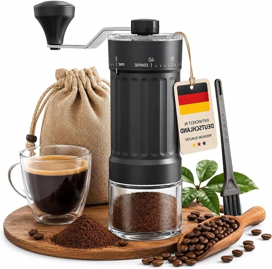 Handmatige Koffiemolen Verstelbare Molen Koffie Malen 40 Maalgraadstanden 30g Capaciteit Zwart