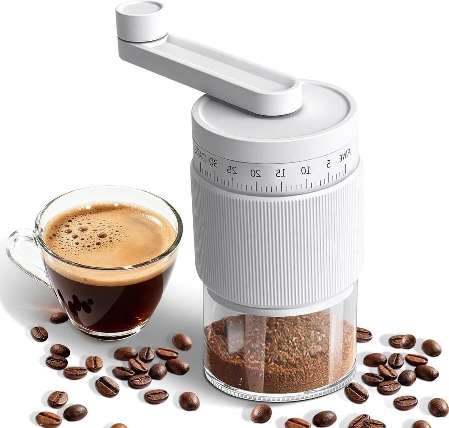 Handmatige Koffiemolen Verstelbare Molen Verse Koffie Malen Keramische Braam 30g Capaciteit Wit
