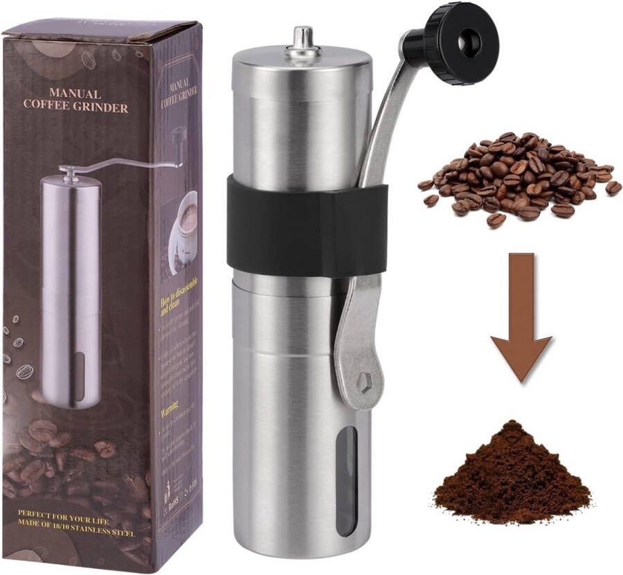 Handmatige koffiemolen voor onderweg Draagbare koffiemolen met verstelbare maalgraad en conisch mechanisme