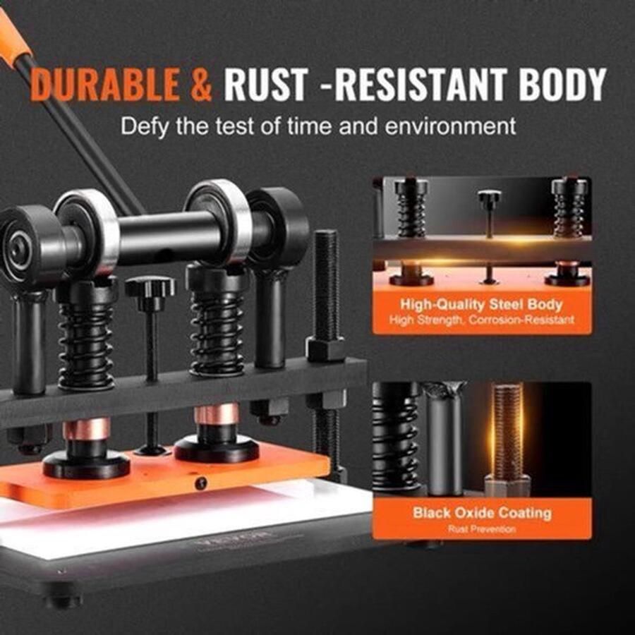 Handmatige Leersnijmachine Lederen Snijmachine Embossing Machine Handmatige met 12 mm Drukslag Stanspers voor Leer Foam Rubber en Kunststof Verstelbare Druk 1.5 Ton Drukkracht 28 x 14 cm - Foto 2