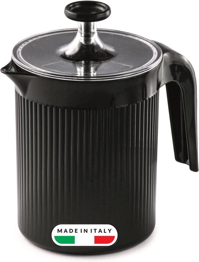 Handmatige Melkopschuimer van 0 5 l Zwart Made in Italy