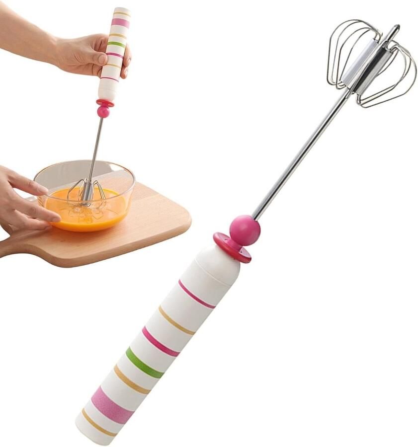Handmatige Mixer Eierklopper Opschuimer Moeiteloos Bakken Semi-automatische Rotatie 31 cm Lengte Zilver
