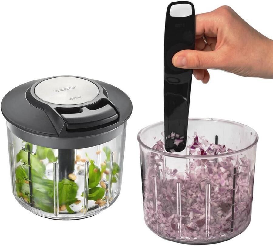 Handmatige Mixer en Groenten Hakker – Professionele Snijder van Roestvrij Staal met Ergonomische Greep