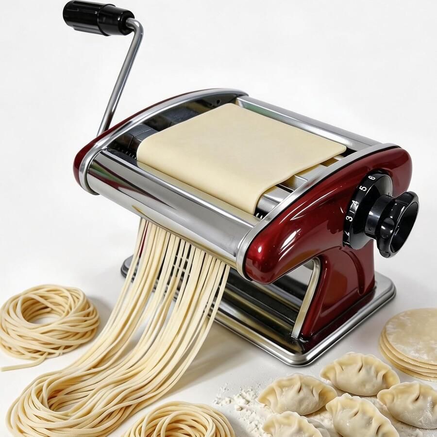 Handmatige pastamachine 2-in-1 roestvrijstalen pastamachine met ingebouwde snijmessen van 2 mm en 4 mm instelbare dikte van 0 3 tot 5 mm voor spaghetti fettuccine lasagnebladen