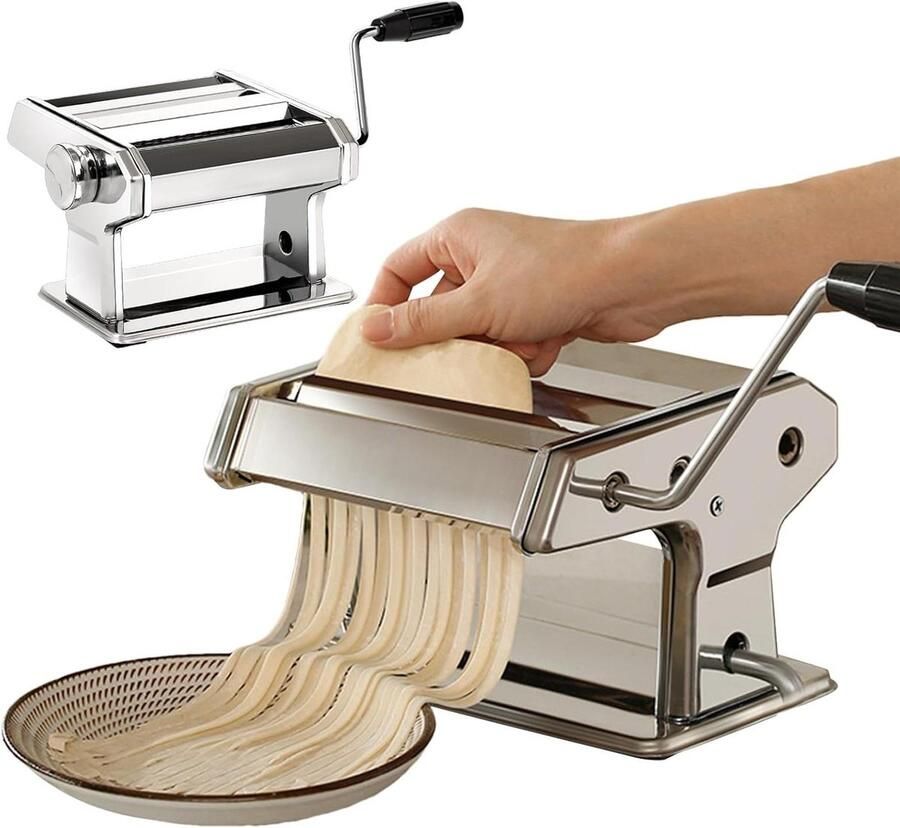 Handmatige Pastamachine Pastaroller Keuken Zelf Pasta Maken 9-Traps Dikte Instelling 26.8 x 25 x 19.5 cm