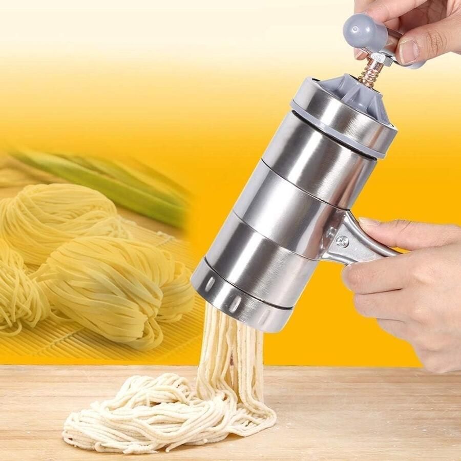 Handmatige Pastamaker van RVS Multifunctionele Machine voor Versgemaakte Pasta in 5 Vormen Ideaal voor Thuisgebruik en Koken