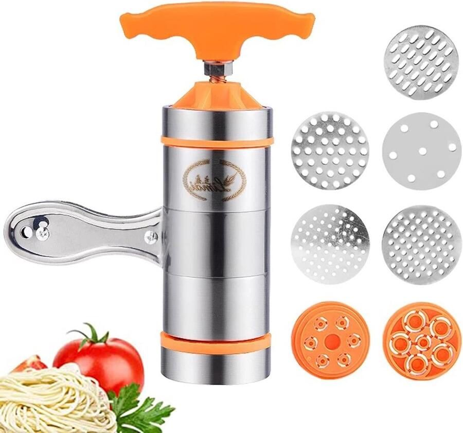 Handmatige Pastamaker van RVS voor Verse Pasta Lasagne en 7 Verschillende Vormen Compact en Gebruiksvriendelijk
