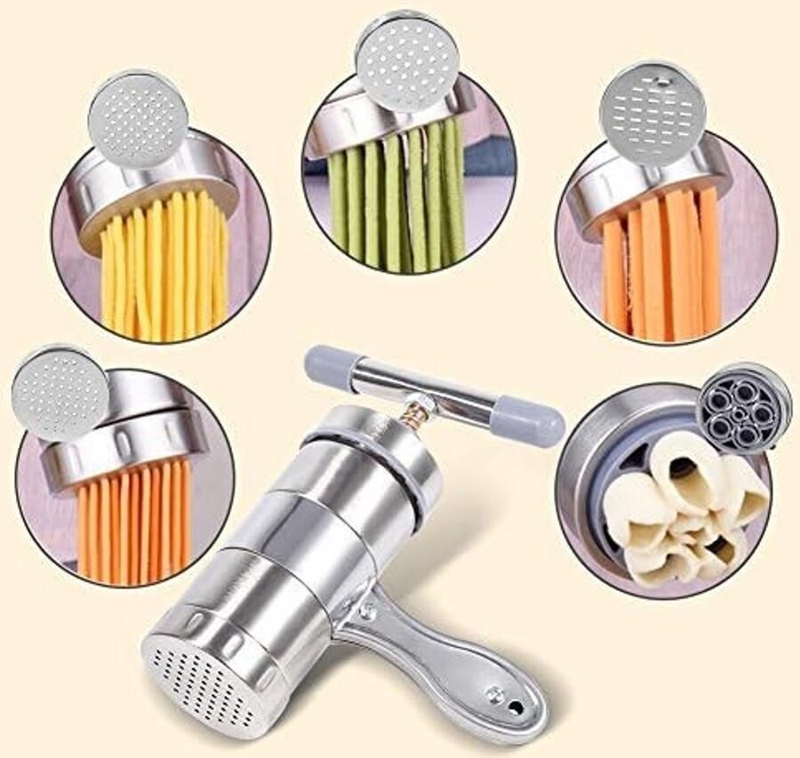 Handmatige Pastamaker voor Verse Fettuccine Spaghetti en Lasagna RVS Noodle Machine met Snijfunctie en Draagbaar Ontwerp
