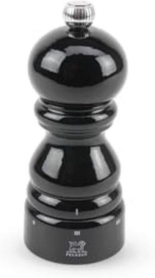 Handmatige pepermolen met slijpgraadinstelling 12 cm hoog Zwart hout
