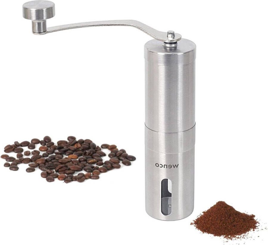 Handmatige Premium koffiemolen verstelbare maalgraad espressomolen en koffiemolen roestvrij staal zilver 165 x 45 x 22 cm