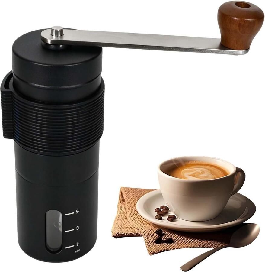 Handmatige roestvrijstalen koffiemolen – draagbare koffiemolen met nauwkeurige conische instelling – ideaal voor espresso French press en filterkoffie – compact ontwerp (0 4 mm) – voor reizen en kamperen