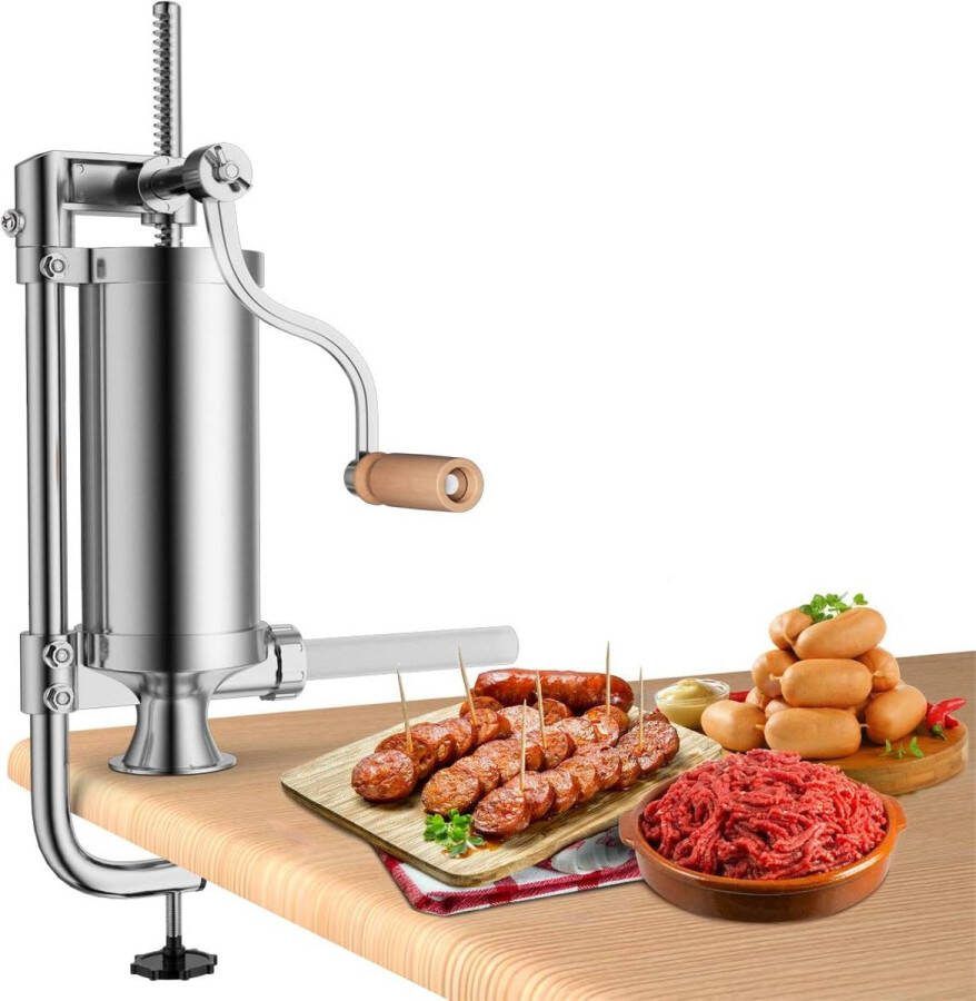 1 5 L Roestvrijstalen verticale worstenmaker worstmachine worstvuller handmatig worst stuffer met 4 vulbuizen