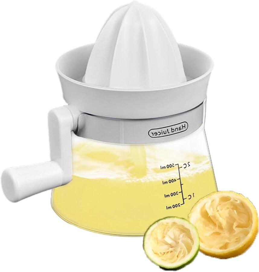 Handmatige Sapcentrifuge Citruspers Keuken Sap Maken Grote Capaciteit 500 ml Wit