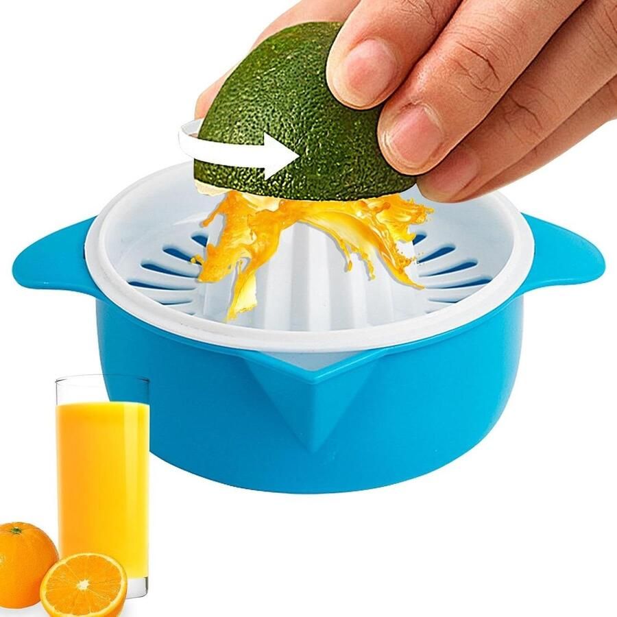 Handmatige Sapcentrifuge Keukenpers Sap Extraheren Sterke Zuigbasis 15.5 x 8.5 cm Blauw