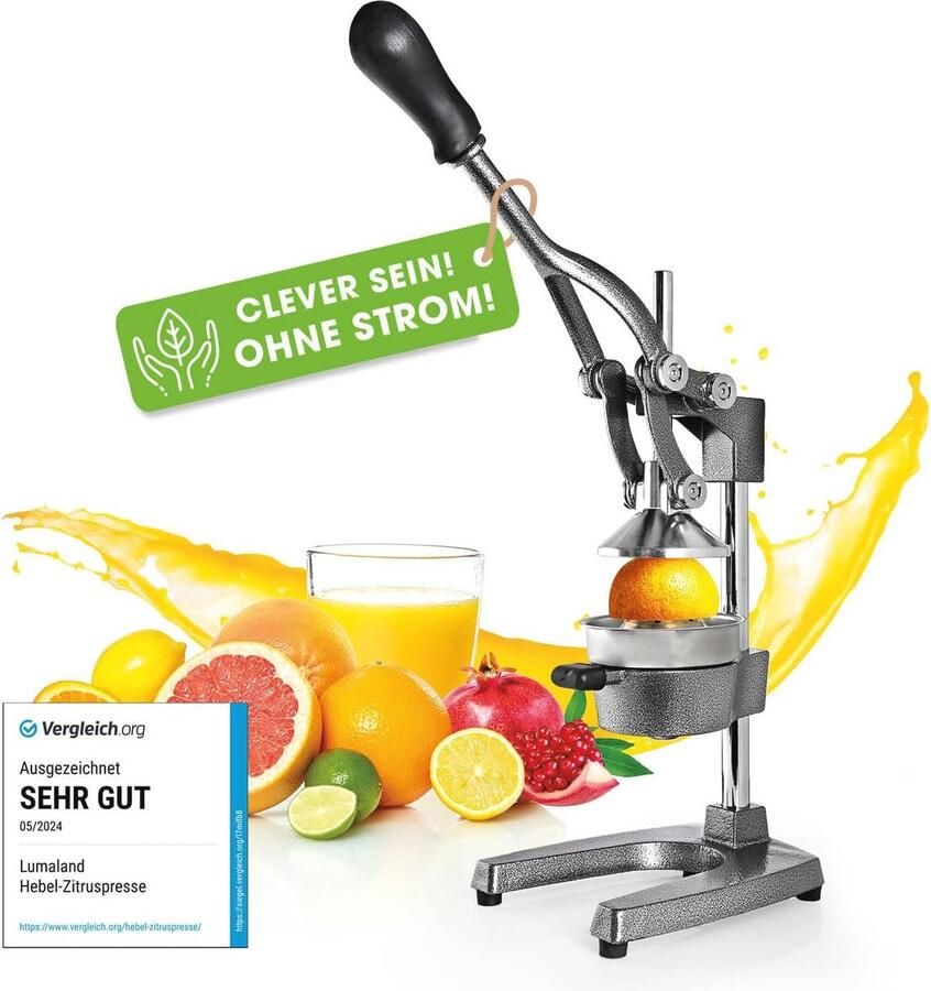 Handmatige Sapcentrifuge voor Citrusvruchten Roestvrijstalen Sinaasappelpers voor Hoogwaardige Sapextractie Vaatwasmachinebestendig & Efficiënt