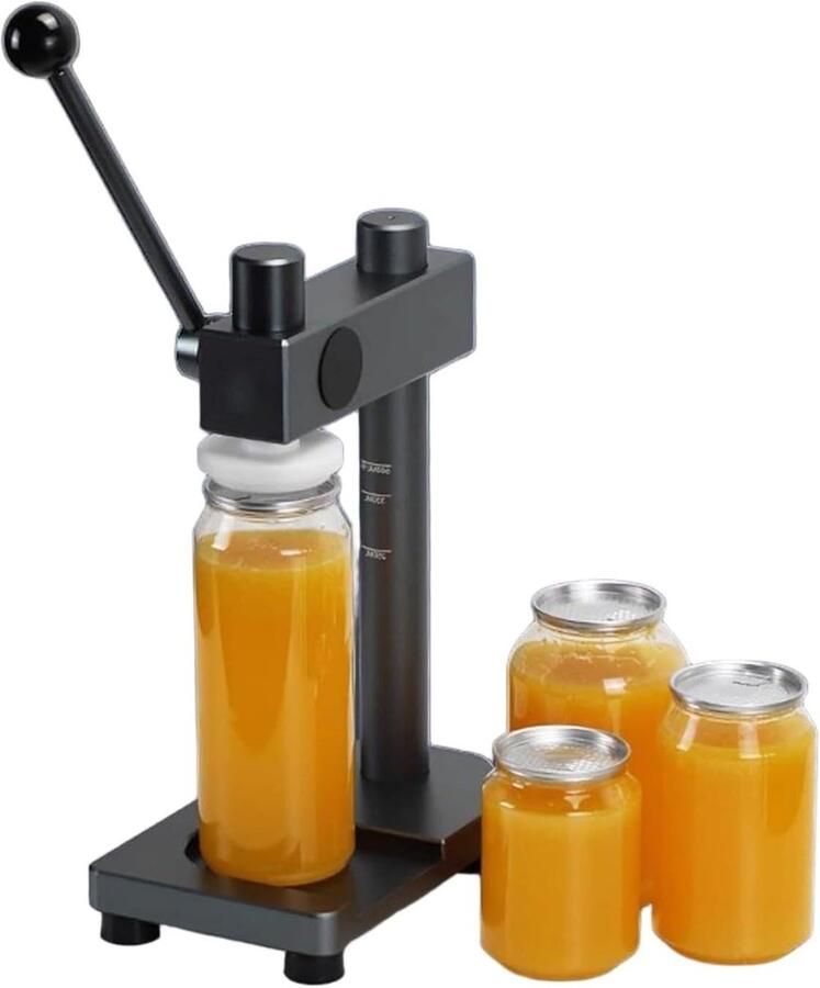 Handmatige Sluitmachine Bekersluiter Flessensluiter Dranken Afsluiten Verstelbare Hoogte 250-500 ml Zwart