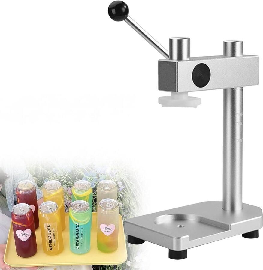Handmatige sluitmachine Blik sealer Flessen sluiten Verstelbare hoogte 250-700 ml Zilver