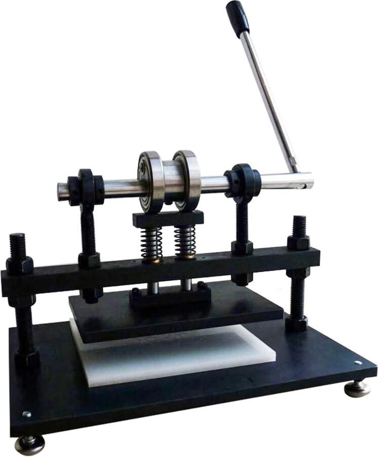 Handmatige Snijmachine Leer Stansmachine Ambachtelijk Werk Robuuste Constructie 300 mm Invoerbreedte Zilverkleurig