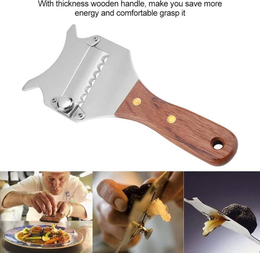 Handmatige snijmachine Roestvrijstalen kaaschocolade Scheerapparaat Truffelpaddestoelen Snijmachine Groenten Fruitschilscharen Met houten handvat Verstelbaar mes voor thuiskeuken Restaurant