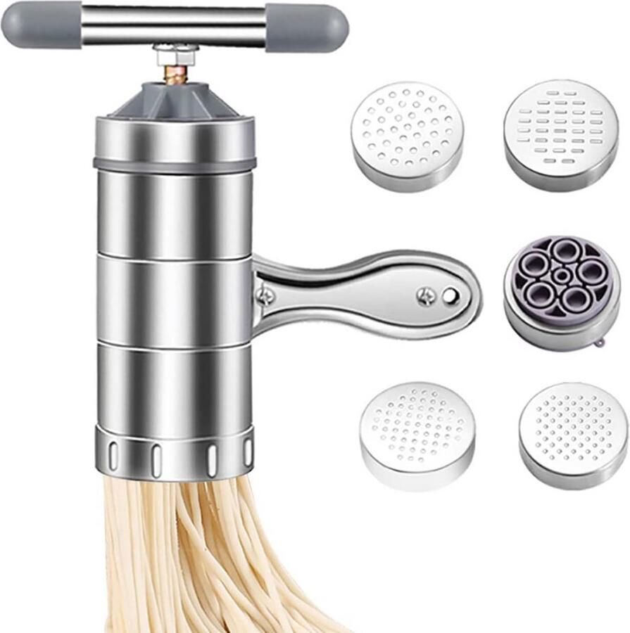 Handmatige tagliatellepers roestvrij staal 5-in-1 pasta machine