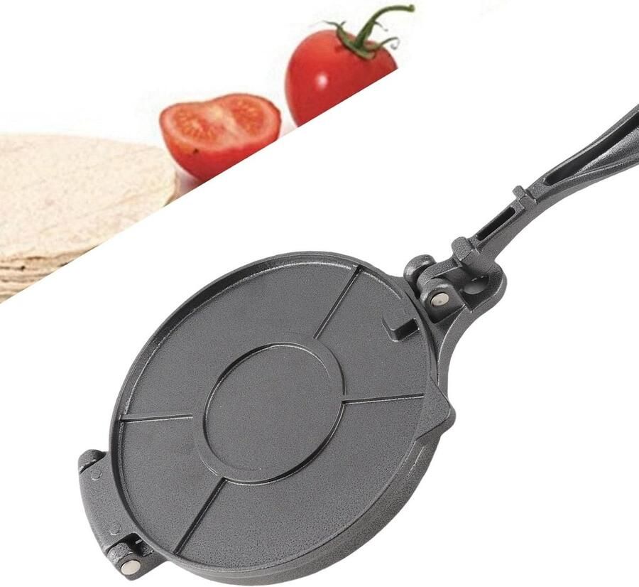 Handmatige Tortillapers van Aluminium Ideaal voor Tortilla's Pizza Taarten en Gehaktballen Thuis (16 cm Zwart)