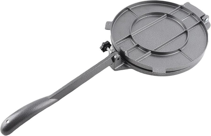 Handmatige Tortillapress van Aluminiumlegering voor Tortilla's Pizza Taart en Gehaktballen 20 cm Zwart