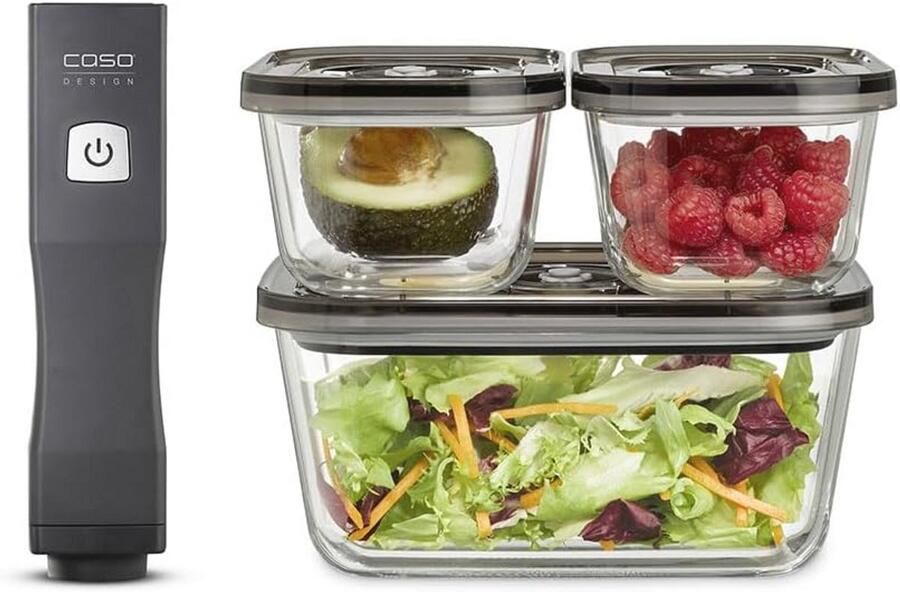 Handmatige Vacume Self Sealer Set met Glazen Containers en Zakjes Draadloos en Oplaadbaar Tot 150 Minuten Werktijd
