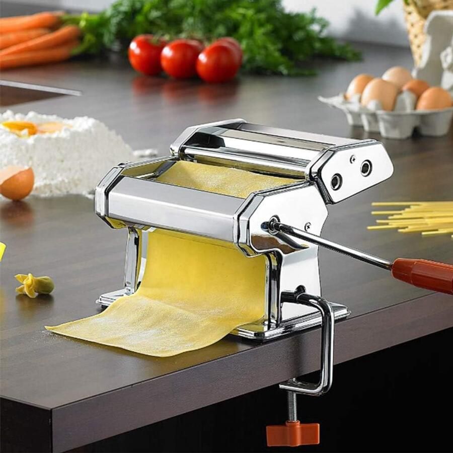 Handmatige verse pastamachine 6 dikte-instellingen voor Fettuccine spaghetti lasagne en deeg