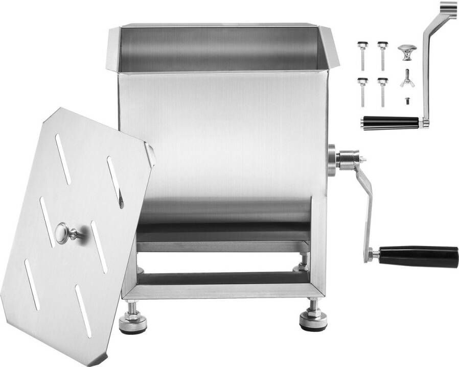 Handmatige Vleesmenger 15 L voor de Horeca Roestvrijstalen Apparaat voor de Verwerking Tot 6 8 Kg Vlees Worstmenger met deksel en Handgreep Handmixer voor Gehakt