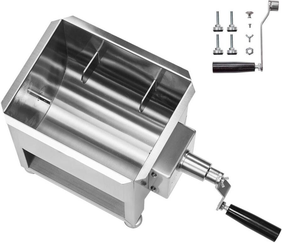 Handmatige Vleesmenger 15 L voor Maximaal 6 8 Kg Vlees Vleesverwerkingsapparaat van Roestvrij Staal Worstmenger met Reductiekast Handmenger voor Gehakt