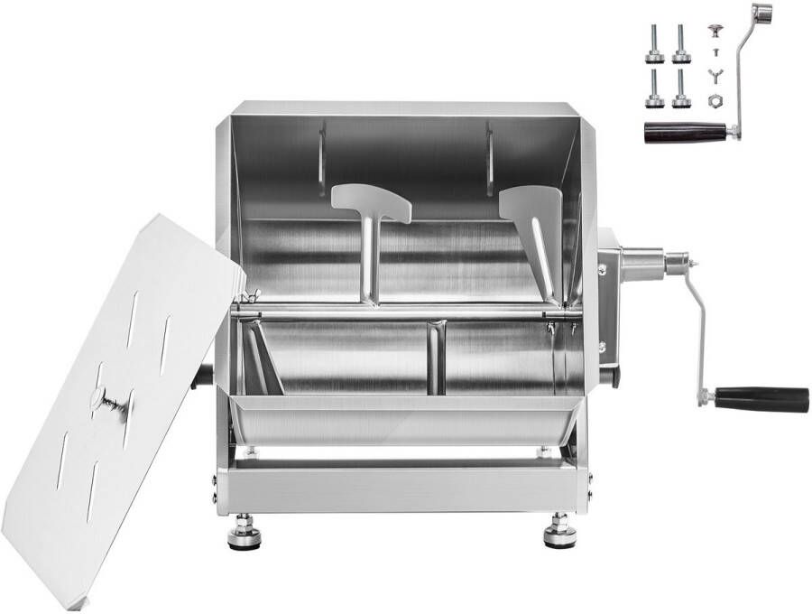 Handmatige Vleesmenger 30 L met Kantelbak (Maximaal Mengen van 13 61 Kg Vlees) Vleesverwerkingsapparaat met Reductiekast Handmenger voor De ie van Gehakt en Worst