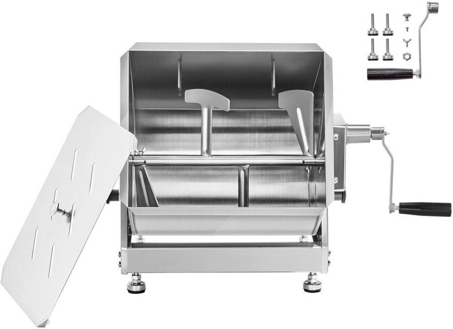 Handmatige Vleesmenger 60 L met Kantelbak (Maximaal Mengen van 27 Kg Vlees) Vleesverwerkingsapparaat met Reductiekast Handmenger voor de ie van Gehakt en Worst