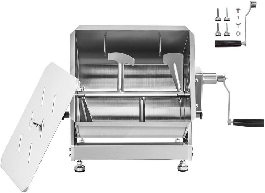 Handmatige Vleesmixer Vleesverwerkingstool met Een Capaciteit van 15 Liter (Mixen Tot 15 Lbs) Roestvrijstalen Mixer voor Worst en Gemalen Vlees Handbediende Mixer met Deksel Handvat en Tandwielmechanisme