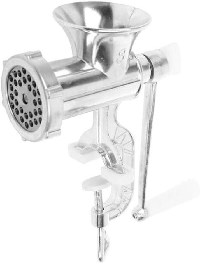 Handmatige vleesmolen aluminium L 13 cm H 24 cm met kunststof handvat met gietijzeren lemmet - Foto 1